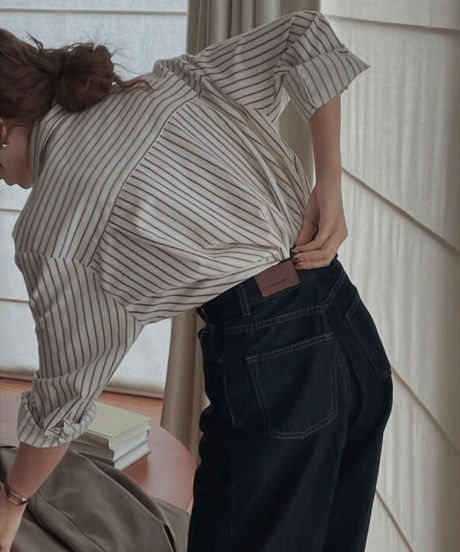 relaxed stripe shirt  　hm2601