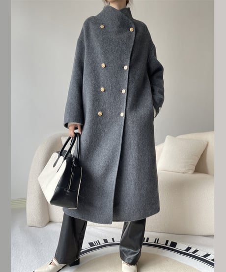 W-button long coat / 3color　hm1850