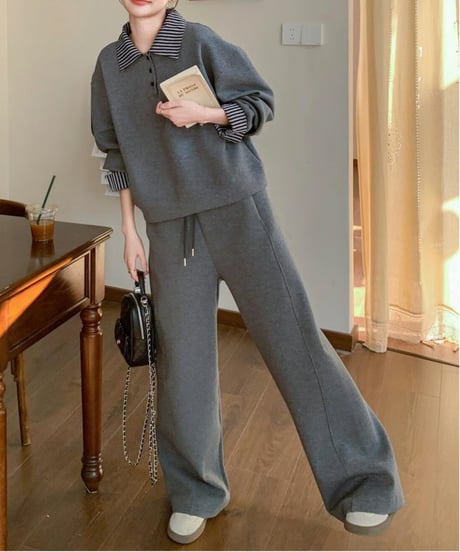 stripe point sweat set-up　hm2500