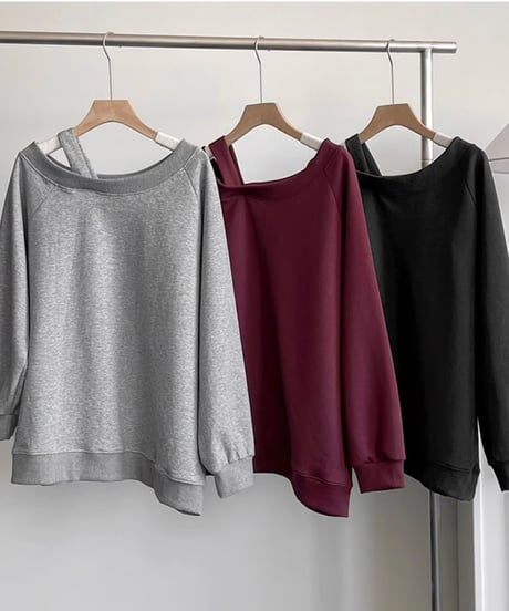 one shoulder loose top / 3color　hm1708