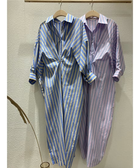 stripe shirt dress / 2color　hm2826