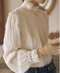 mockneck lace blouse　hm1983