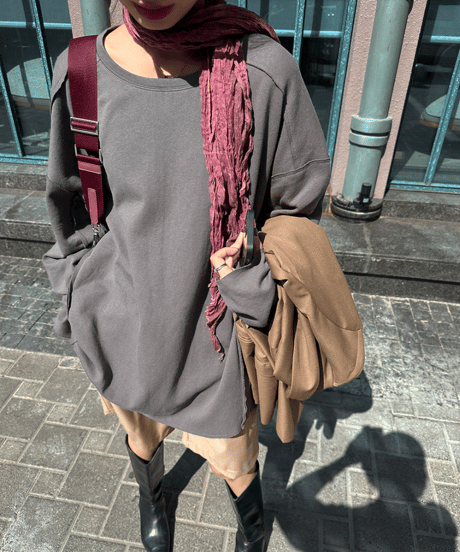 seam drop shoulder top / 2color　hm1160