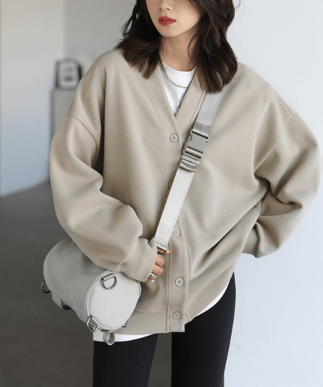 oversized v-neck cardigan / 2color　hm2604