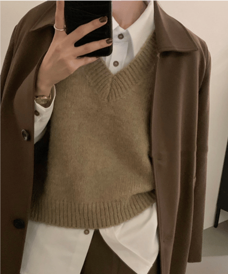 v-neck knit vest / 5color　hm2756