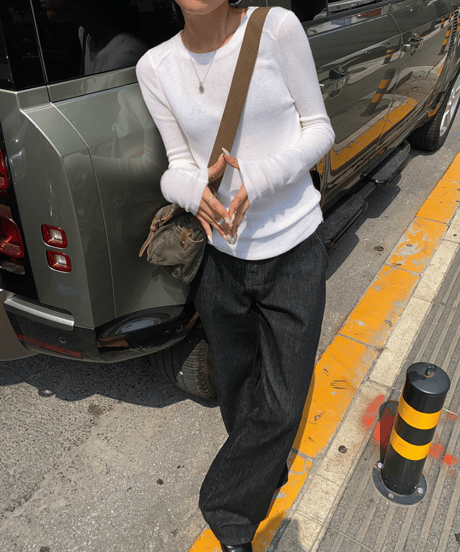 straight denim pants / 2color　hm1172