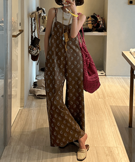 floral print cami overalls / 2color　hm1643
