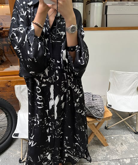 letter-paint shirt dress / 2color　hm1192