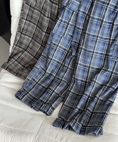 plaid wide pants / 2color　hm2768