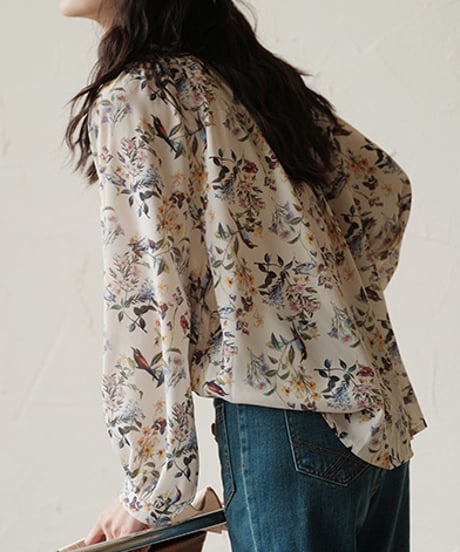 flower puff sleeve blouse　hm1686