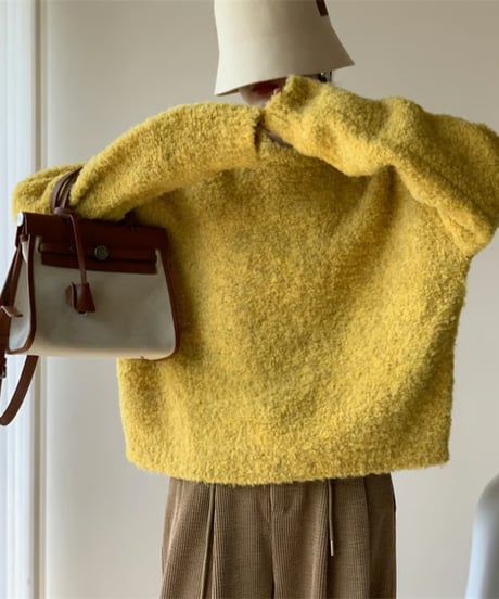 boucle crewneck knit / 6color　hm2770