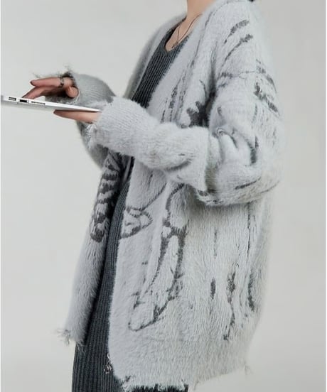 front zipper knit cardigan　hm1829