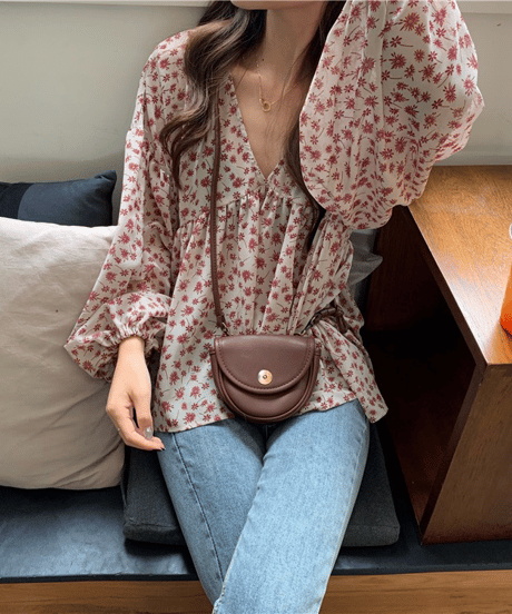 floral chiffon blouse / 2color　hm2911