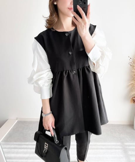 quilted peplum vest / 2color　hm2587