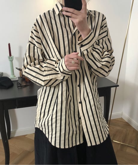 loose-fit striped shirt / 2color　hm1685