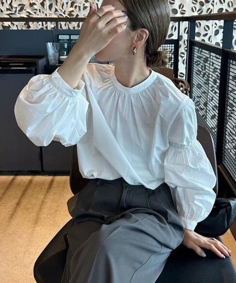 stand collar blouse / 4color　hm2526