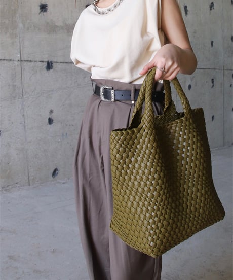 leather braid bucket-bag & pouch　hm1590