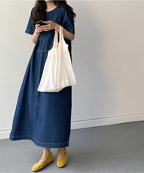 denim midi dress / 2color　hm2860