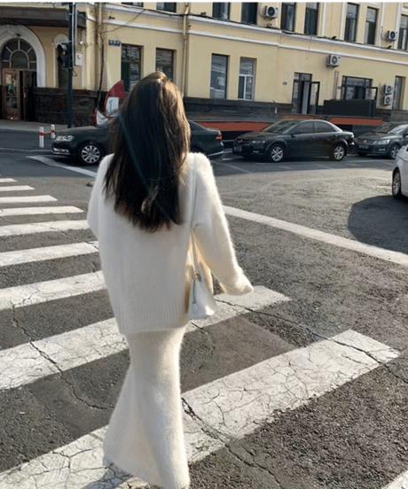 relaxe knit & skirt set-up / 4color　hm1808