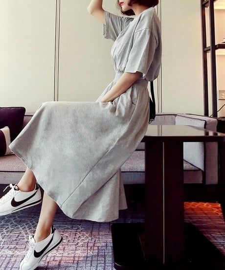 soft jersey midi dress / 2color　hm2113