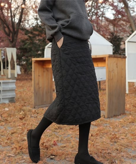 quilted tight skirt 　hm1878