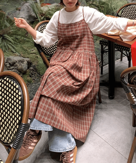 plaid jumper dress / 2color　hm2978