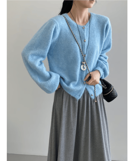 fluffy knit cardigan  / 6color　hm2630