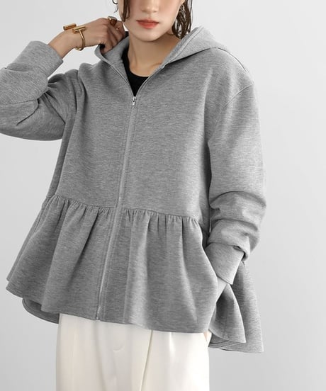 peplum zip-up hoodie / 2color　hm2650