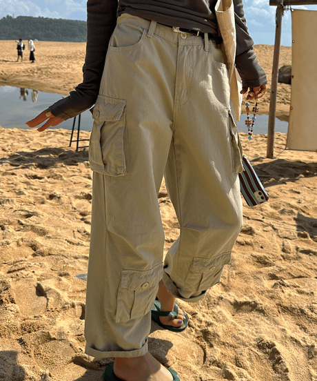 wide leg cargo pants / 2color　hm1343