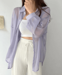 sheer loose shirt / 7color　hm2881