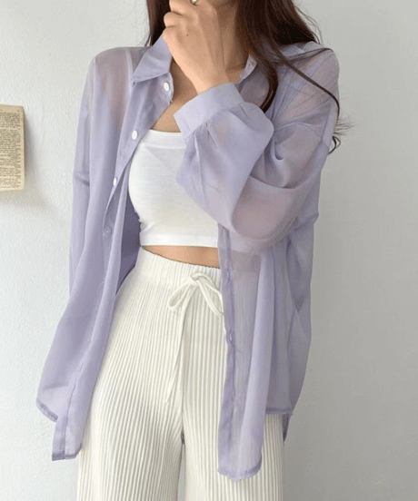 sheer loose shirt / 7color　hm2881
