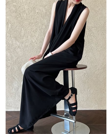 《即納》cross design v-neck dress / 2color　hm2046