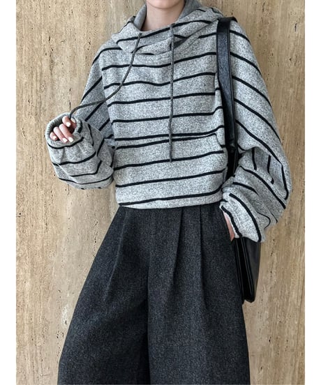 relaxed strip hoodie / 2color　hm2060