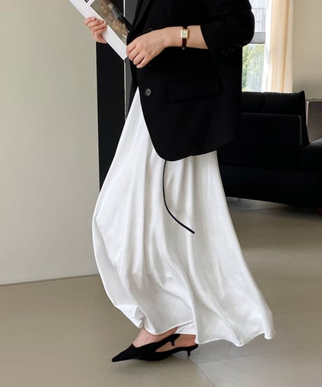 satin flare long-skirt / 2color　hm1376