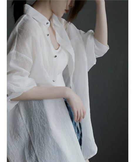 lightweight pinstripe shirt / 2color　hm2540