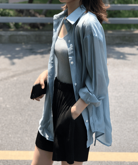 sheer open back shirt / 2color　hm1365