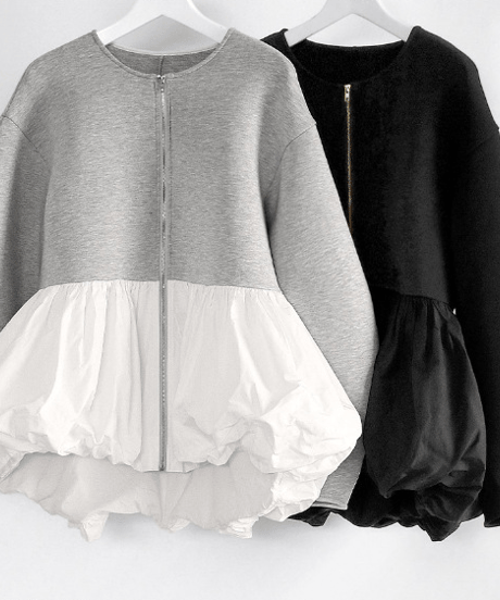 peplum zip-up top / 2color　hm2646