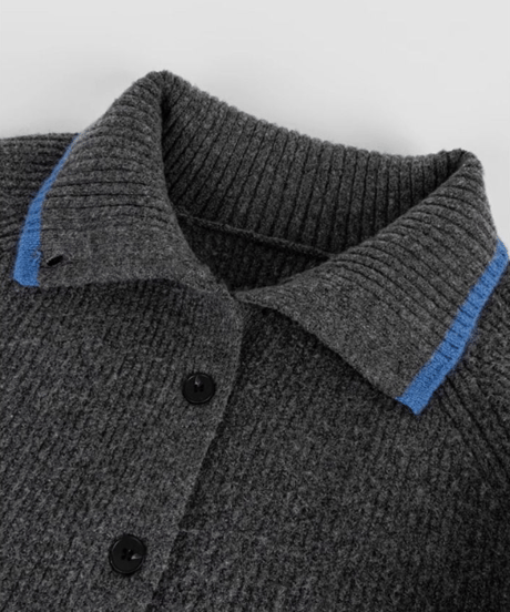 contrast color cardigan / 2color　hm1880