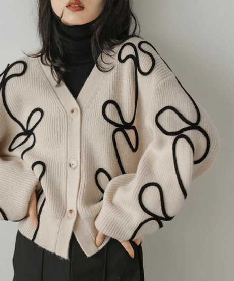ribbon line knit cardigan / 3color hm2792