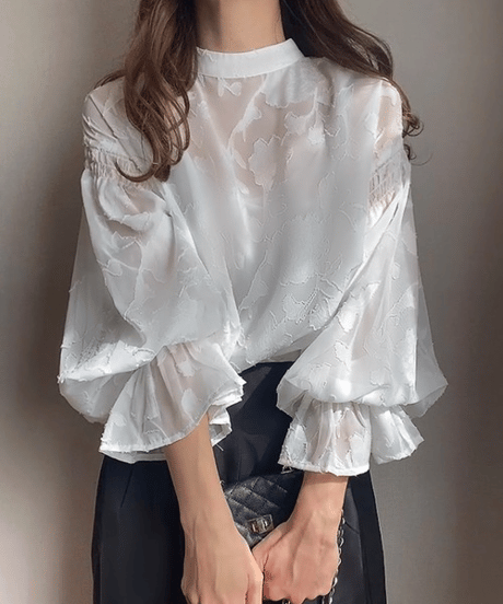 sheer floral blouse / 4color　hm2821