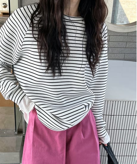 loose strip sweatshirt / 2color　hm2059
