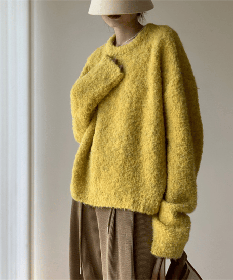 boucle crewneck knit / 6color　hm2770