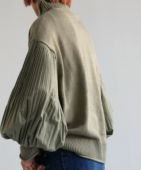 pleated sleeve knit top / 2color　hm2685