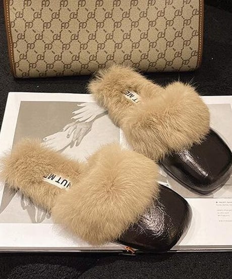 faux fur mules  / 2color　hm2562
