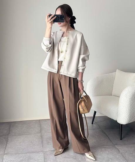collarless short jacket / 3color　hm2602
