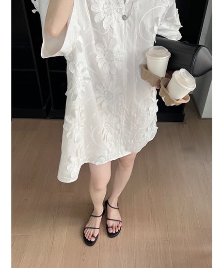 embroidered shirt dress　hm2941