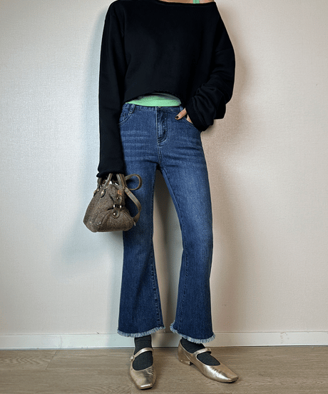 fringe denim pants / 2color　hm1694