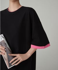 contrast sleeve tee　hm2938