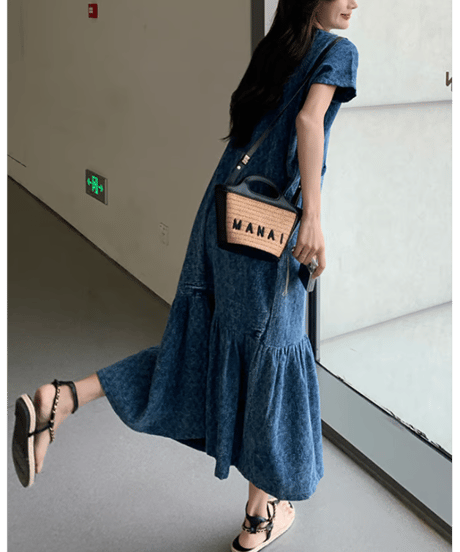 flared denim dress　hm2867
