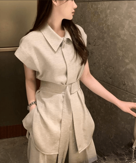 collared pants set / 3color　hm2863
